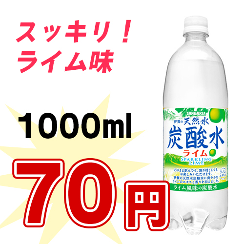 伊賀の天然水炭酸水ライム 1000ml ペット 12本入り ドリンク一番 飲料の卸売